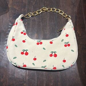 Off White cherry purse with gold chain